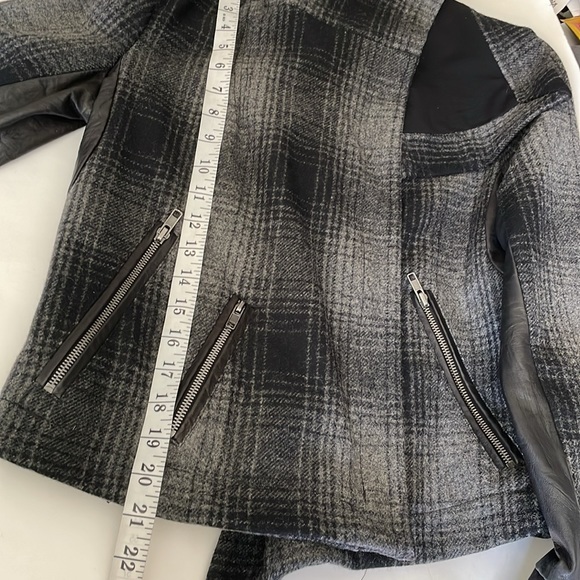 A.L.C. plaid funnel biker moto dark academia wool blend jacket size 6 - Picture 10 of 11